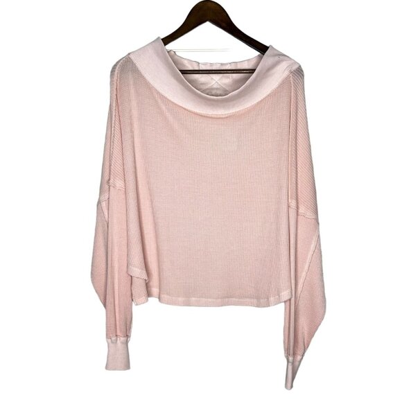We The Free NWT‎ Pink Close To You Waffle Knit Off The Shoulder Top Size Medium - Picture 1 of 9